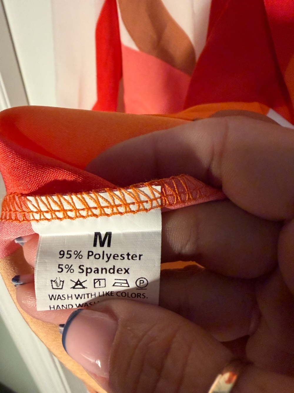 Women’s Colorblock Off-Shoulder Top in Orange and Pink - Picture 2 of 5